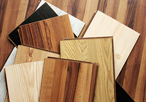 A selection of hardwood and engineered wood flooring samples
